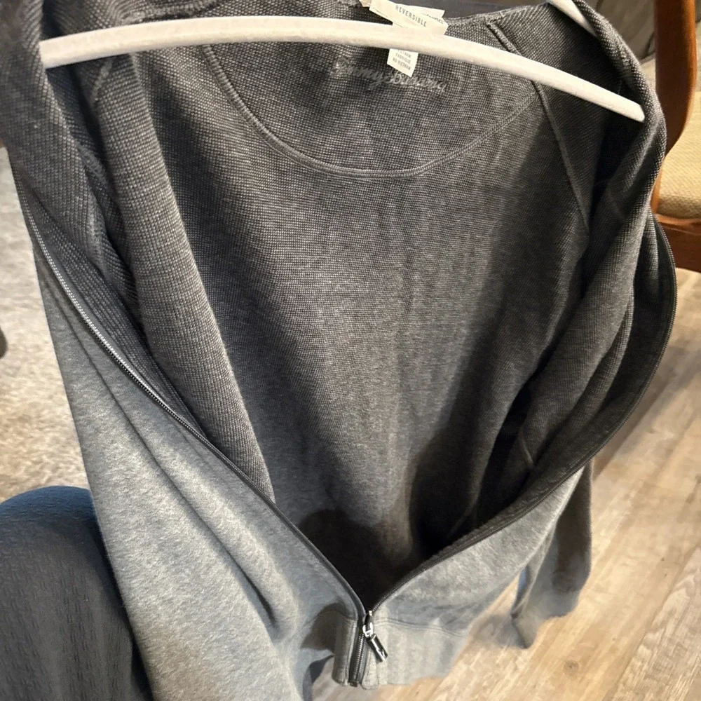 Tommy Bahama Full Zip Jacket XL Grey Reversible.